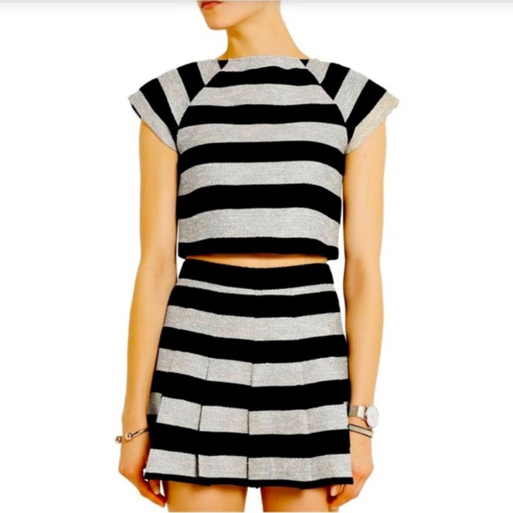 Alice & Olivia Striped Cotton-Blend Jacket & Shorts Set Size 4